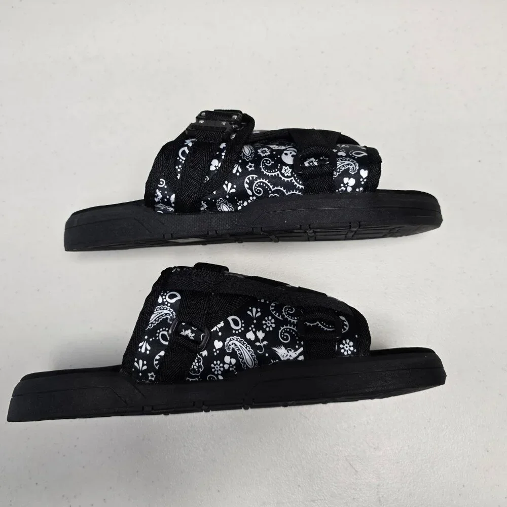 DRACO Slides Mens Shoes Size 12, 12.5, 13, 13.5 Black Sandals Bandana + Bag NEW